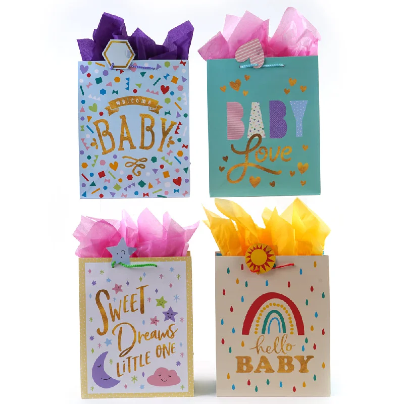 Reusable canvas shopping and gift bags with custom - printed logos for corporate gifts2Pk Extra Large Hello Sweet Baby Printed Bag, 4 Designs Reusable canvas shopping and gift bags with custom - printed logos for corporate gifts2Pk Extra Large Hello Sweet Baby Printed Bag, 4 Designs