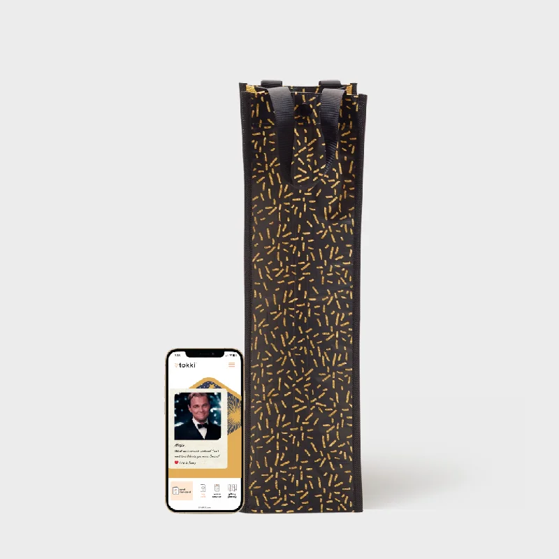 Cartoon - themed paper shopping and gift bags for kids' presentsBlack and Gold Sparkle | Wine | Reusable Gift Bag + QR Greeting Card Cartoon - themed paper shopping and gift bags for kids' presentsBlack and Gold Sparkle | Wine | Reusable Gift Bag + QR Greeting Card
