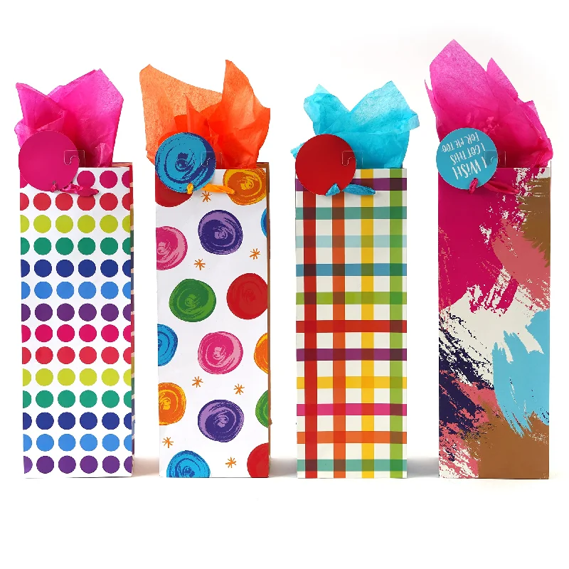 Miniature shopping and gift bags made of satin for small trinkets and jewelryBottle Abstract Party Printed Bag, 4 Designs Miniature shopping and gift bags made of satin for small trinkets and jewelryBottle Abstract Party Printed Bag, 4 Designs