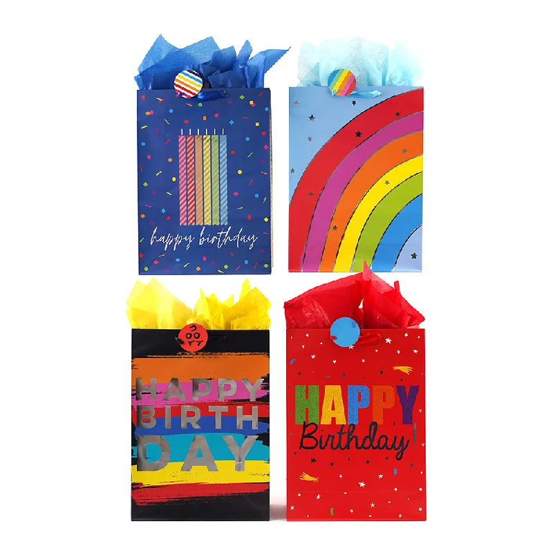 Quilted shopping and gift bags with a soft texture for delicate giftsExtra Large Birthday Candles/Rainbows Hot Stamp Bag, 4 Designs Quilted shopping and gift bags with a soft texture for delicate giftsExtra Large Birthday Candles/Rainbows Hot Stamp Bag, 4 Designs