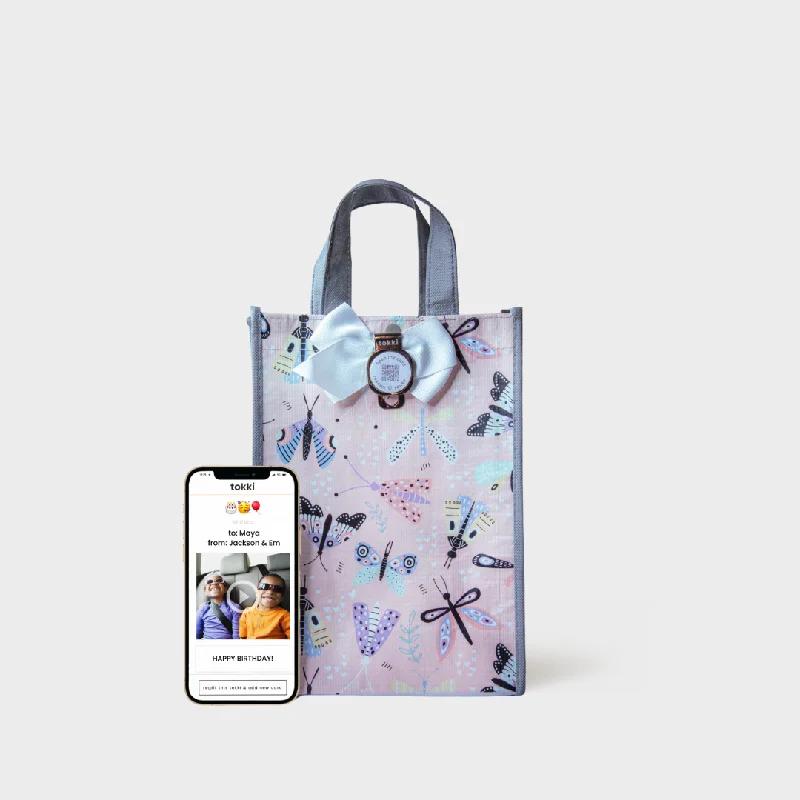 Vintage - style fabric shopping and gift bags with lace trim for a romantic touchFlutter | Medium | Reusable Gift Bag + QR Greeting Card Vintage - style fabric shopping and gift bags with lace trim for a romantic touchFlutter | Medium | Reusable Gift Bag + QR Greeting Card