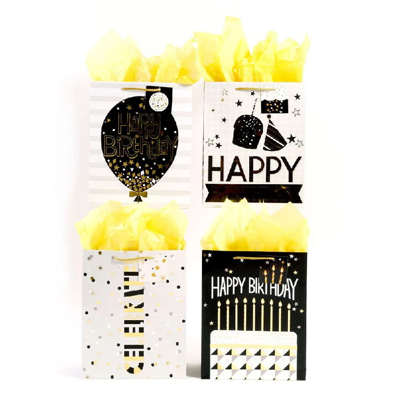 Magnetic - closure shopping and gift bags made of velvet for eleganceExtra Large Sparkling Birthday Hot Stamp Bag, 4 Designs Magnetic - closure shopping and gift bags made of velvet for eleganceExtra Large Sparkling Birthday Hot Stamp Bag, 4 Designs