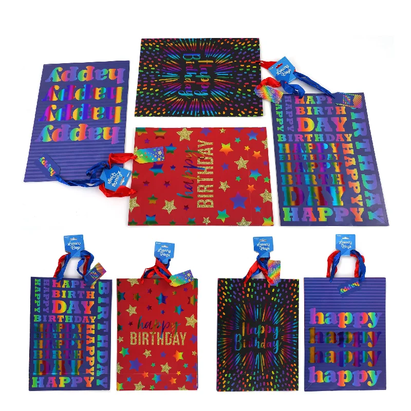 Reusable canvas shopping and gift bags with custom - printed logos for corporate gifts2Pk Extra Large Party On Birthday Hot Stamp Bag, 4 Designs Reusable canvas shopping and gift bags with custom - printed logos for corporate gifts2Pk Extra Large Party On Birthday Hot Stamp Bag, 4 Designs