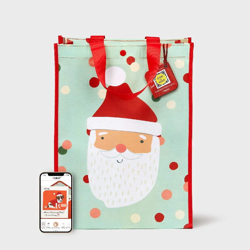 Waterproof nylon shopping and gift bags for outdoor giftsMint Polka Dot Santa | Large | Reusable Gift Bag + QR Greeting Card Waterproof nylon shopping and gift bags for outdoor giftsMint Polka Dot Santa | Large | Reusable Gift Bag + QR Greeting Card