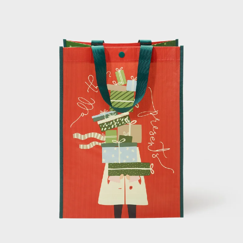 Transparent PVC shopping and gift bags with a decorative ribbon for visibility of contentsAll The Presents | Large | Reusable Gift Bag + QR Greeting Card Transparent PVC shopping and gift bags with a decorative ribbon for visibility of contentsAll The Presents | Large | Reusable Gift Bag + QR Greeting Card
