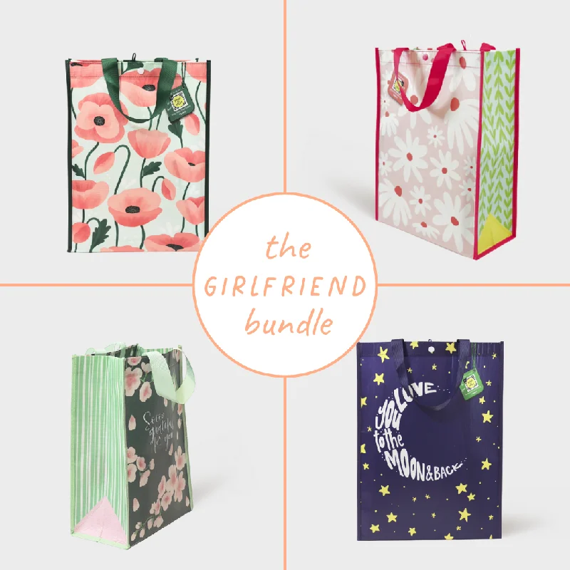 Retro - inspired shopping and gift bags with a bold color palette for nostalgiaGirlfriend Bundle | Reusable Gift Bag + QR Greeting Card | 8 Pieces Retro - inspired shopping and gift bags with a bold color palette for nostalgiaGirlfriend Bundle | Reusable Gift Bag + QR Greeting Card | 8 Pieces
