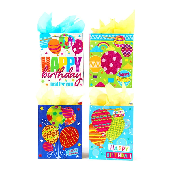 Leatherette shopping and gift bags with a zipper closure for securityExtra Large Happy Balloons Matte Finish - Glitter 4 Designs Leatherette shopping and gift bags with a zipper closure for securityExtra Large Happy Balloons Matte Finish - Glitter 4 Designs