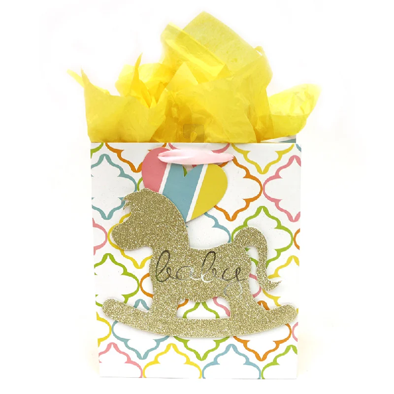Foldable shopping and gift bags with a compact design for easy storageBaby-Icoloris Grande (Large) Rocking Horse Matte Gift Bag With Pop Layer And Glitter,1 Design Foldable shopping and gift bags with a compact design for easy storageBaby-Icoloris Grande (Large) Rocking Horse Matte Gift Bag With Pop Layer And Glitter,1 Design