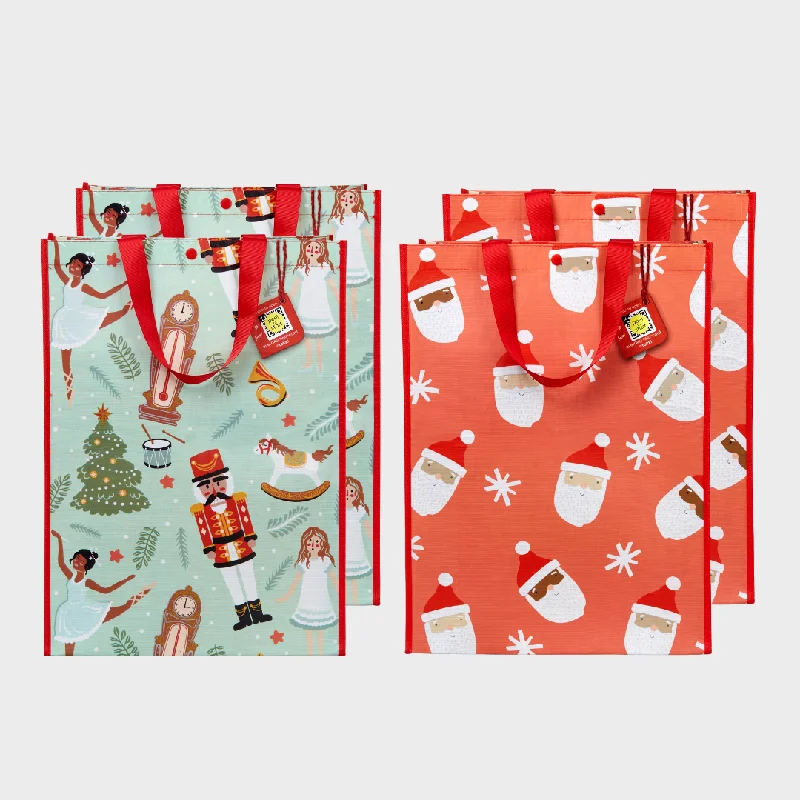 Eco - friendly bamboo shopping and gift bags for sustainable giftingExtra Large Holiday Bundle | Reusable Gift Bag + QR Greeting Card | 4 Pieces Eco - friendly bamboo shopping and gift bags for sustainable giftingExtra Large Holiday Bundle | Reusable Gift Bag + QR Greeting Card | 4 Pieces