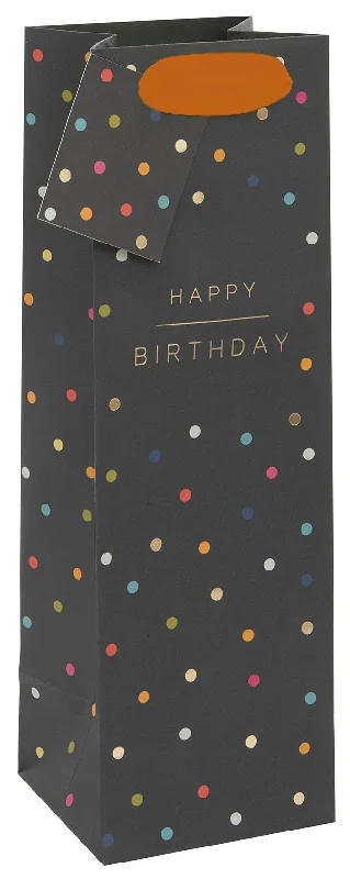 Quilted shopping and gift bags with a soft texture for delicate giftsGift Bag Bottle -Happy Birthday Spots Quilted shopping and gift bags with a soft texture for delicate giftsGift Bag Bottle -Happy Birthday Spots