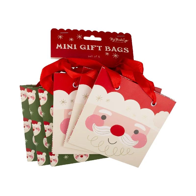 Miniature shopping and gift bags made of satin for small trinkets and jewelryPLGBS79 - Santa Face Gift Bag Set Miniature shopping and gift bags made of satin for small trinkets and jewelryPLGBS79 - Santa Face Gift Bag Set