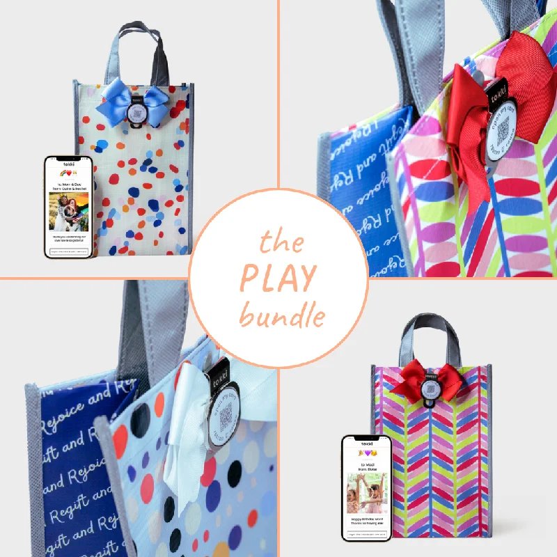 Floral - printed shopping and gift bags with a drawstring top for a feminine lookPlay Collection | Reusable Gift Bag + QR Greeting Card | 9 Pieces Floral - printed shopping and gift bags with a drawstring top for a feminine lookPlay Collection | Reusable Gift Bag + QR Greeting Card | 9 Pieces