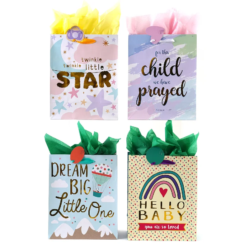 Floral - printed shopping and gift bags with a drawstring top for a feminine lookExtra Large Baby Party Hot Stamp Bag, 4 Designs Floral - printed shopping and gift bags with a drawstring top for a feminine lookExtra Large Baby Party Hot Stamp Bag, 4 Designs
