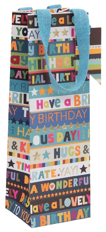 Luxury leather shopping and gift bags with gold - plated hardware for high - end presentsGift Bag Bottle - Happy Birthday Stripe Luxury leather shopping and gift bags with gold - plated hardware for high - end presentsGift Bag Bottle - Happy Birthday Stripe