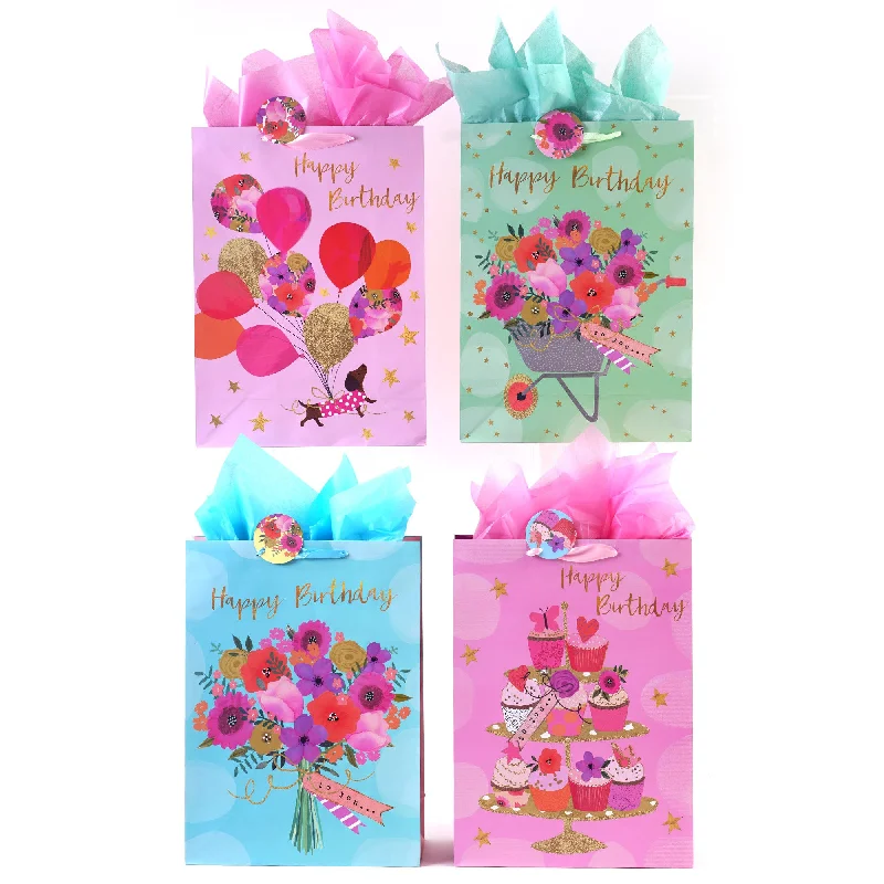 Foldable shopping and gift bags with a compact design for easy storageExtra Large Birthday Floral Love Printed Gift Bag, 4 Designs Foldable shopping and gift bags with a compact design for easy storageExtra Large Birthday Floral Love Printed Gift Bag, 4 Designs