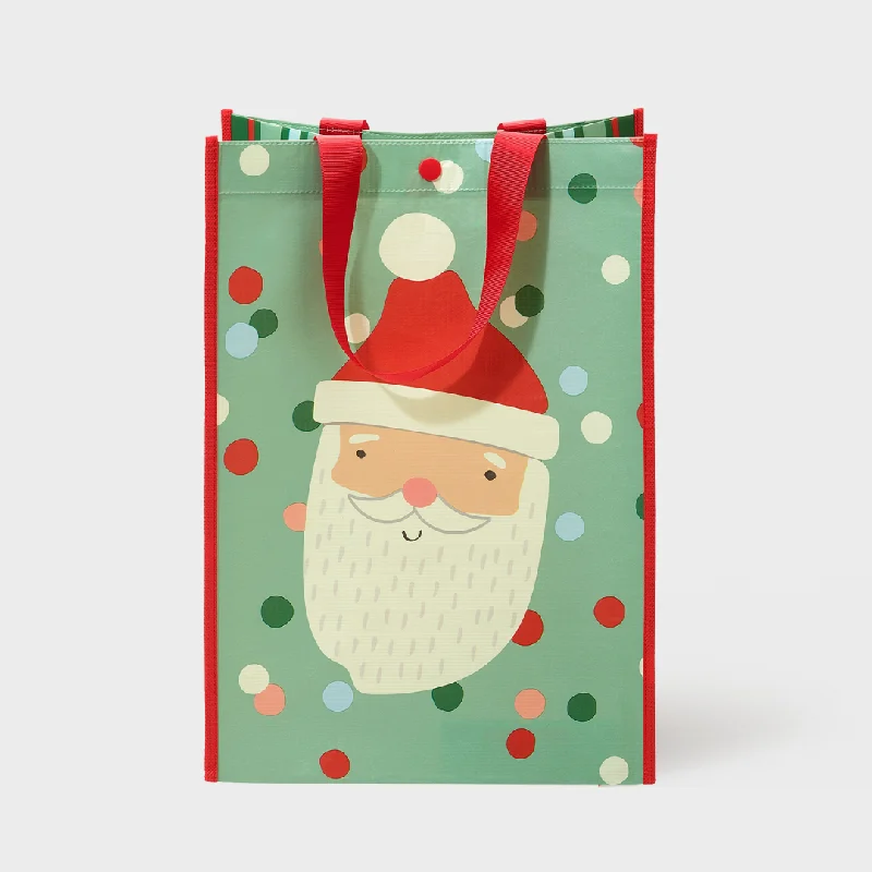 Leatherette shopping and gift bags with a zipper closure for securityGreen Polka Dot Santa | Large | Reusable Gift Bag + QR Greeting Card Leatherette shopping and gift bags with a zipper closure for securityGreen Polka Dot Santa | Large | Reusable Gift Bag + QR Greeting Card