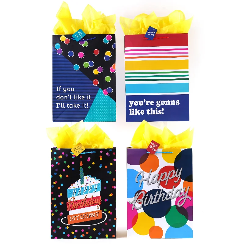 Cartoon - themed paper shopping and gift bags for kids' presentsExtra Large Birthday Dotty Party Printed Gift Bag, 4 Designs Cartoon - themed paper shopping and gift bags for kids' presentsExtra Large Birthday Dotty Party Printed Gift Bag, 4 Designs