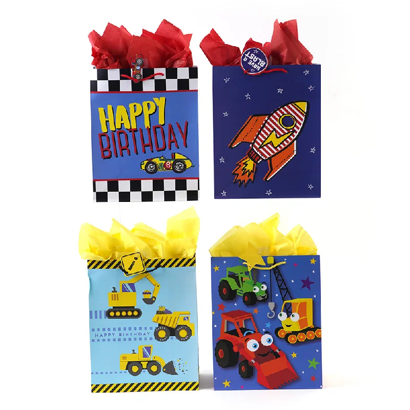 Hand - painted ceramic shopping and gift bags for artisanal giftsLarge Transportation Birthday Party Printed Bag, 4 Designs Hand - painted ceramic shopping and gift bags for artisanal giftsLarge Transportation Birthday Party Printed Bag, 4 Designs