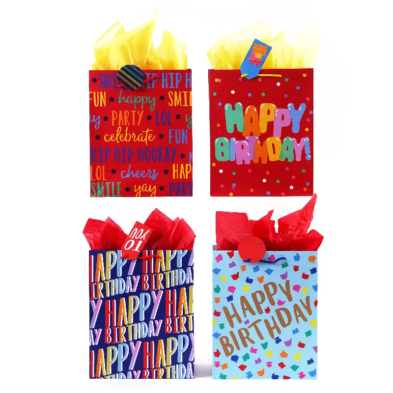 Vintage - style fabric shopping and gift bags with lace trim for a romantic touchLarge Birthday Confetti Crazy Printed Gift Bag, 4 Designs Vintage - style fabric shopping and gift bags with lace trim for a romantic touchLarge Birthday Confetti Crazy Printed Gift Bag, 4 Designs