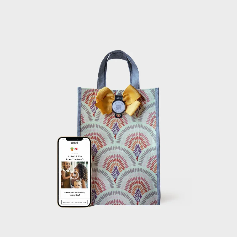 Retro - inspired shopping and gift bags with a bold color palette for nostalgiaDream | Medium | Reusable Gift Bag + QR Greeting Card Retro - inspired shopping and gift bags with a bold color palette for nostalgiaDream | Medium | Reusable Gift Bag + QR Greeting Card