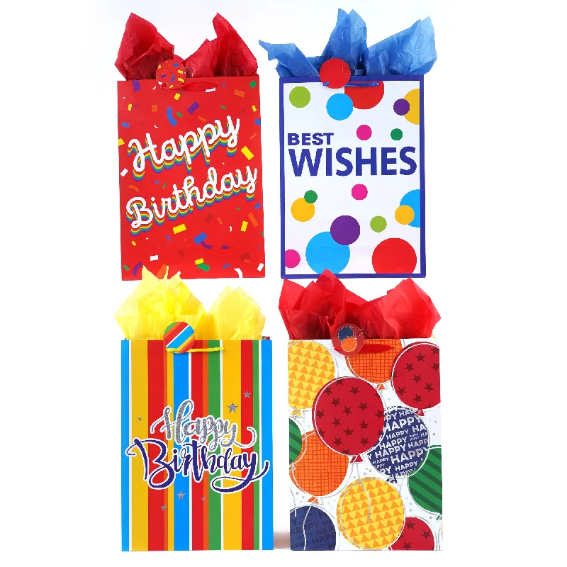Quilted shopping and gift bags with a soft texture for delicate giftsExtra Large Confetti Fun Birthday Printed Bag, 4 Designs Quilted shopping and gift bags with a soft texture for delicate giftsExtra Large Confetti Fun Birthday Printed Bag, 4 Designs