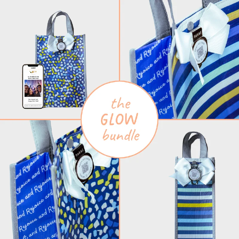 Monogrammed shopping and gift bags with personalized initials for a unique touchGlow Collection | Reusable Gift Bag + QR Greeting Card Bundle | 9 Pieces Monogrammed shopping and gift bags with personalized initials for a unique touchGlow Collection | Reusable Gift Bag + QR Greeting Card Bundle | 9 Pieces