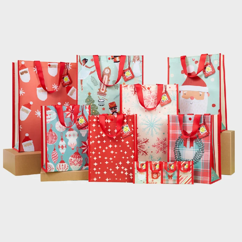 Metallic foil shopping and gift bags with holographic effects for festive occasions11 Piece Variety Holiday Bundle | Reusable Gift Bag + QR Greeting Card Metallic foil shopping and gift bags with holographic effects for festive occasions11 Piece Variety Holiday Bundle | Reusable Gift Bag + QR Greeting Card