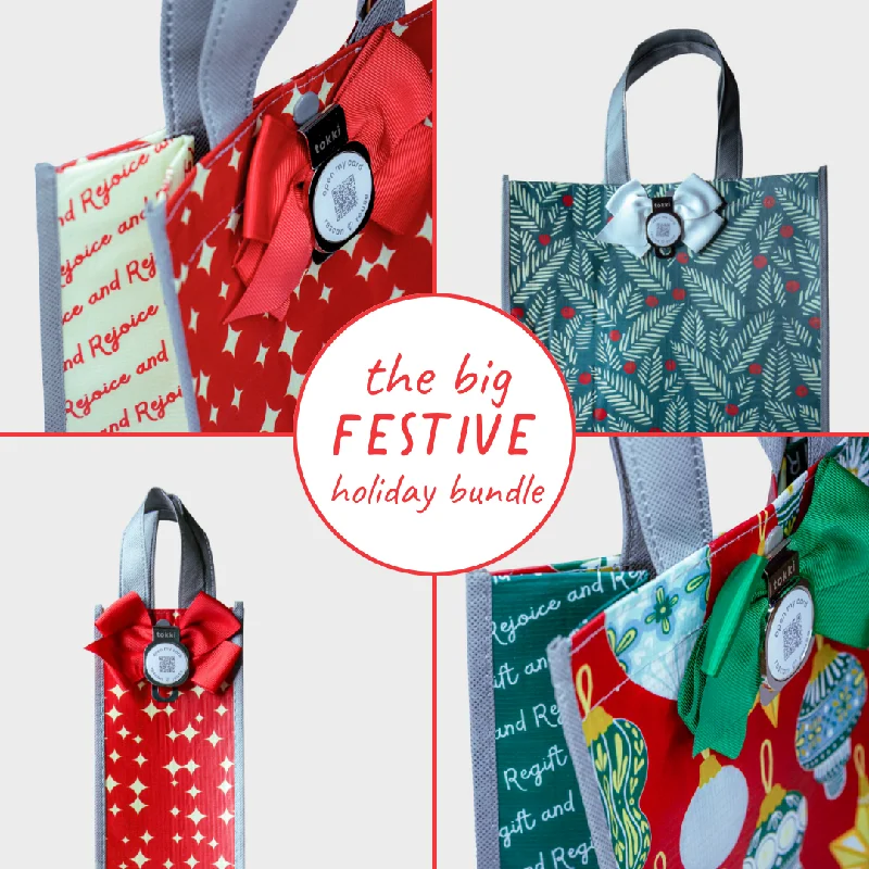 Transparent PVC shopping and gift bags with a decorative ribbon for visibility of contentsEverything Under the Tree - Festive Collection | Reusable Gift Bag + QR Greeting Card Bundle | 15 Pieces Transparent PVC shopping and gift bags with a decorative ribbon for visibility of contentsEverything Under the Tree - Festive Collection | Reusable Gift Bag + QR Greeting Card Bundle | 15 Pieces