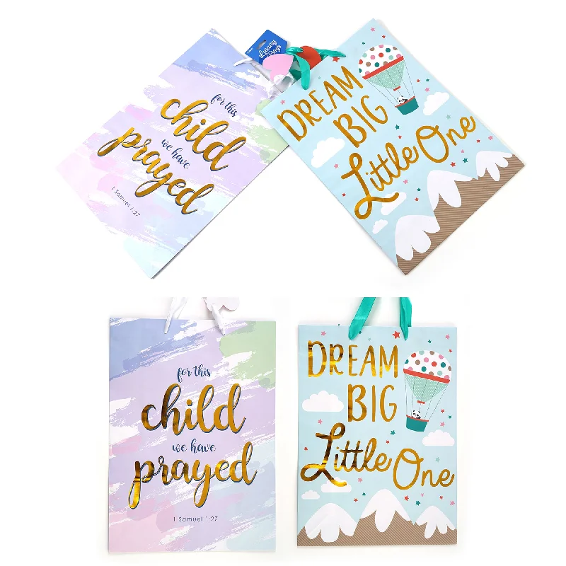 Metallic foil shopping and gift bags with holographic effects for festive occasions2Pk Extra Large Baby Party Hot Stamp Bag, 4 Designs Metallic foil shopping and gift bags with holographic effects for festive occasions2Pk Extra Large Baby Party Hot Stamp Bag, 4 Designs