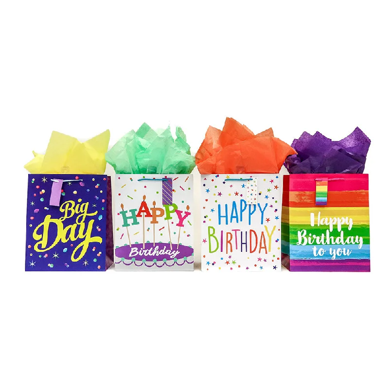 Miniature shopping and gift bags made of satin for small trinkets and jewelryExtra Large Pretty Birthday Printed Bag, 4 Designs Miniature shopping and gift bags made of satin for small trinkets and jewelryExtra Large Pretty Birthday Printed Bag, 4 Designs