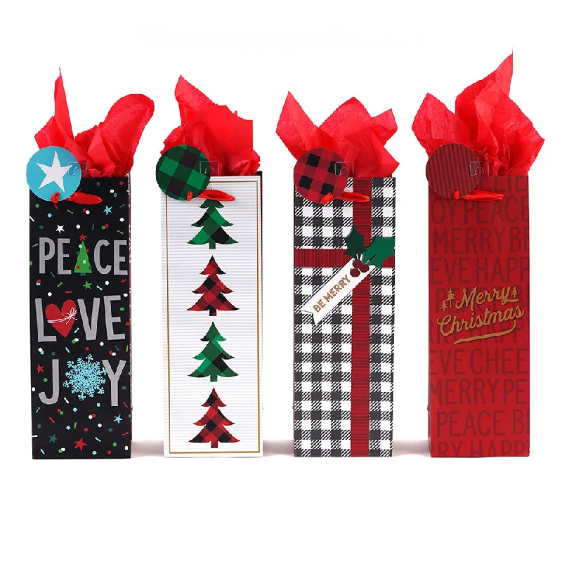 Hand - painted ceramic shopping and gift bags for artisanal giftsBottle Christmas Happiness Printed Bag, 4 Designs Hand - painted ceramic shopping and gift bags for artisanal giftsBottle Christmas Happiness Printed Bag, 4 Designs