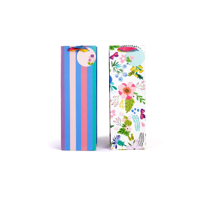 Eco - friendly bamboo shopping and gift bags for sustainable giftingSpring Floral Bottle Bags Eco - friendly bamboo shopping and gift bags for sustainable giftingSpring Floral Bottle Bags