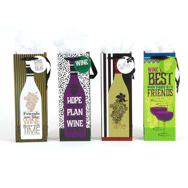 Hand - painted ceramic shopping and gift bags for artisanal giftsBottle Friends Are Like Wine Matte Gift Bag, 4 Designs Hand - painted ceramic shopping and gift bags for artisanal giftsBottle Friends Are Like Wine Matte Gift Bag, 4 Designs
