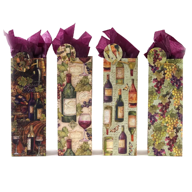 Metallic foil shopping and gift bags with holographic effects for festive occasionsBottle Wine Collage Hot Stamp Bag, 4 Designs Metallic foil shopping and gift bags with holographic effects for festive occasionsBottle Wine Collage Hot Stamp Bag, 4 Designs