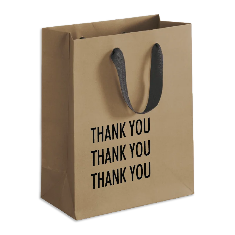 Luxury leather shopping and gift bags with gold - plated hardware for high - end presentsTriple Thanks Gift Bag