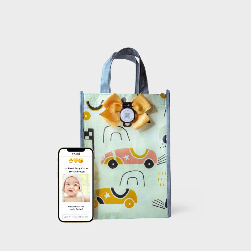 Colorful paper shopping and gift bags with intricate embossed patterns for party favorsRace | Medium | Reusable Gift Bag + QR Greeting Card Colorful paper shopping and gift bags with intricate embossed patterns for party favorsRace | Medium | Reusable Gift Bag + QR Greeting Card