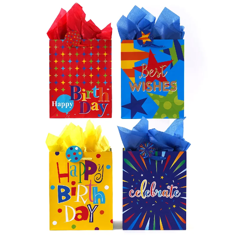 Hand - painted ceramic shopping and gift bags for artisanal giftsLarge Birthday Extravaganza Printed Bag, 4 Designs Hand - painted ceramic shopping and gift bags for artisanal giftsLarge Birthday Extravaganza Printed Bag, 4 Designs
