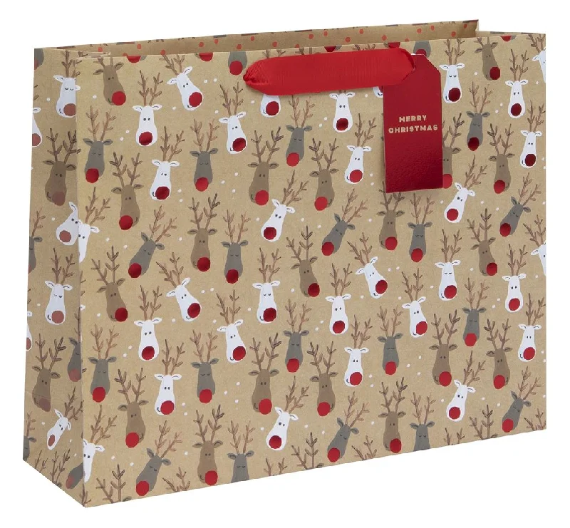 Transparent PVC shopping and gift bags with a decorative ribbon for visibility of contentsChristmas Gift Bag - Large Landscape Kraft Reindeer Selfie Transparent PVC shopping and gift bags with a decorative ribbon for visibility of contentsChristmas Gift Bag - Large Landscape Kraft Reindeer Selfie
