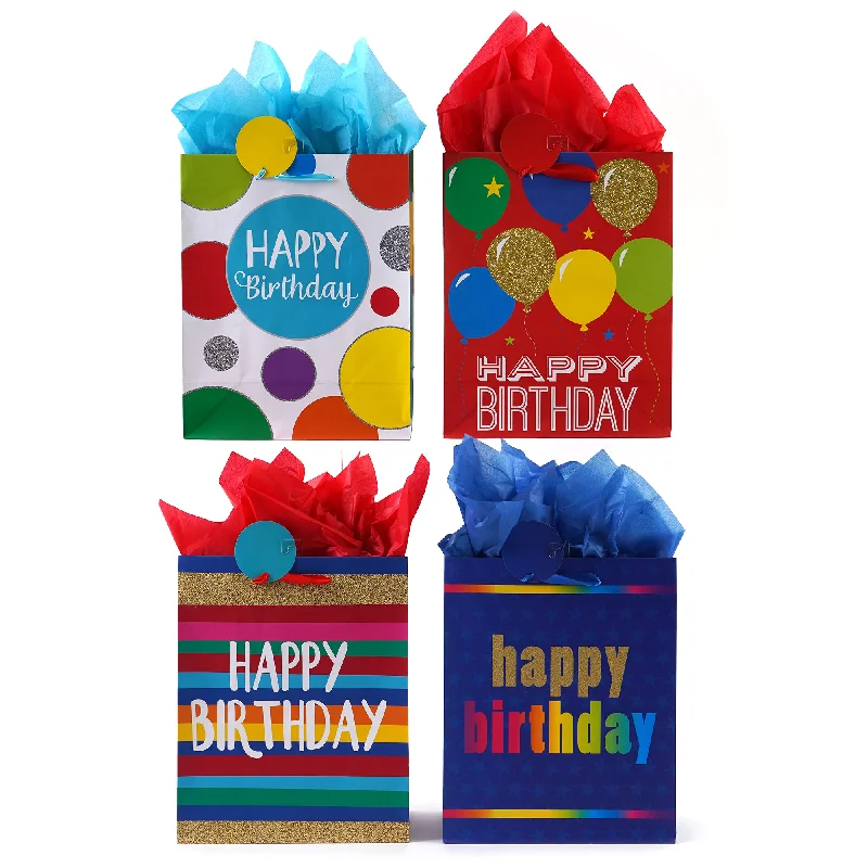 Large - capacity plastic shopping and gift bags with reinforced handles for bulk purchasesLarge Dots & Stripes Birthday Printed Bag, 4 Designs Large - capacity plastic shopping and gift bags with reinforced handles for bulk purchasesLarge Dots & Stripes Birthday Printed Bag, 4 Designs