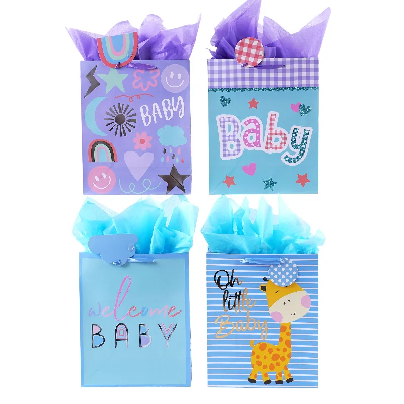 Metallic foil shopping and gift bags with holographic effects for festive occasionsLarge Oooh Baby! Bag, Glitter/Hot Stamp, 4 Designs Metallic foil shopping and gift bags with holographic effects for festive occasionsLarge Oooh Baby! Bag, Glitter/Hot Stamp, 4 Designs