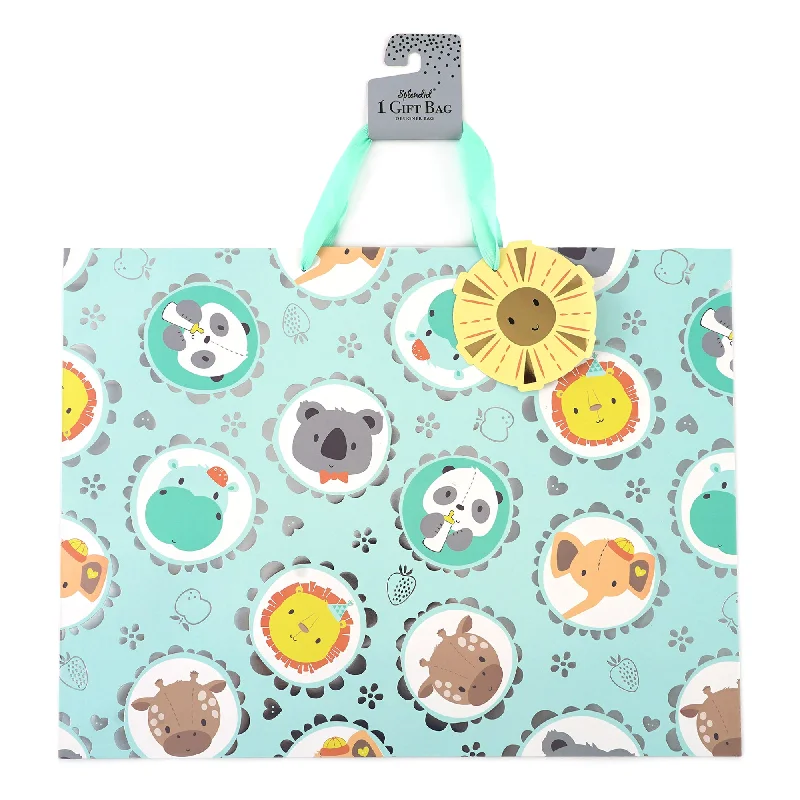 Reusable canvas shopping and gift bags with custom - printed logos for corporate giftsHorizontal Super Baby Safari Friends Toss Hot Stamp Gift Bag Reusable canvas shopping and gift bags with custom - printed logos for corporate giftsHorizontal Super Baby Safari Friends Toss Hot Stamp Gift Bag