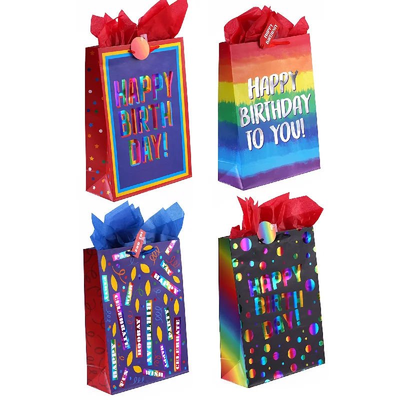 Large - capacity plastic shopping and gift bags with reinforced handles for bulk purchasesExtra Large Birthday Rainbow Love Hot Stamp Bag, 4 Designs Large - capacity plastic shopping and gift bags with reinforced handles for bulk purchasesExtra Large Birthday Rainbow Love Hot Stamp Bag, 4 Designs