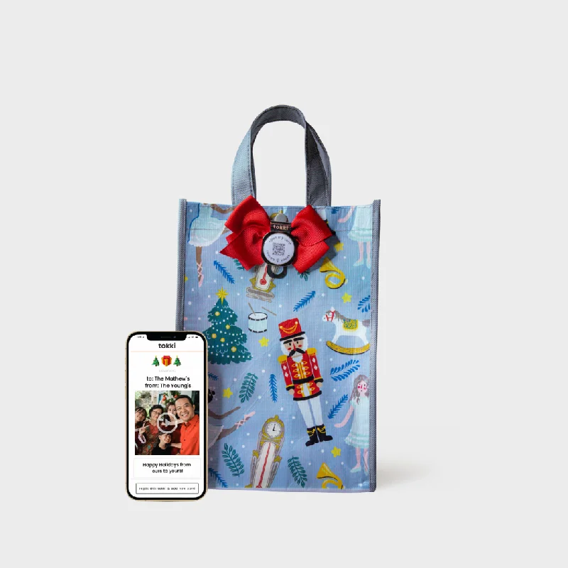 Metallic foil shopping and gift bags with holographic effects for festive occasionsTwirl | Medium | Reusable Gift Bag + QR Greeting Card Metallic foil shopping and gift bags with holographic effects for festive occasionsTwirl | Medium | Reusable Gift Bag + QR Greeting Card