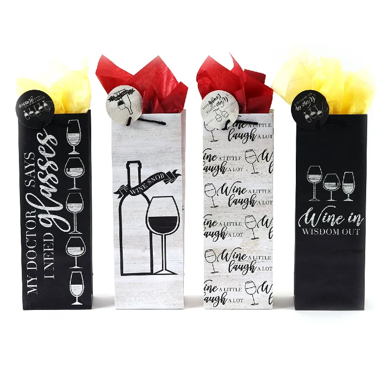 Monogrammed shopping and gift bags with personalized initials for a unique touchBottle Black & White Wine Party Printed Bag, 4 Designs Monogrammed shopping and gift bags with personalized initials for a unique touchBottle Black & White Wine Party Printed Bag, 4 Designs