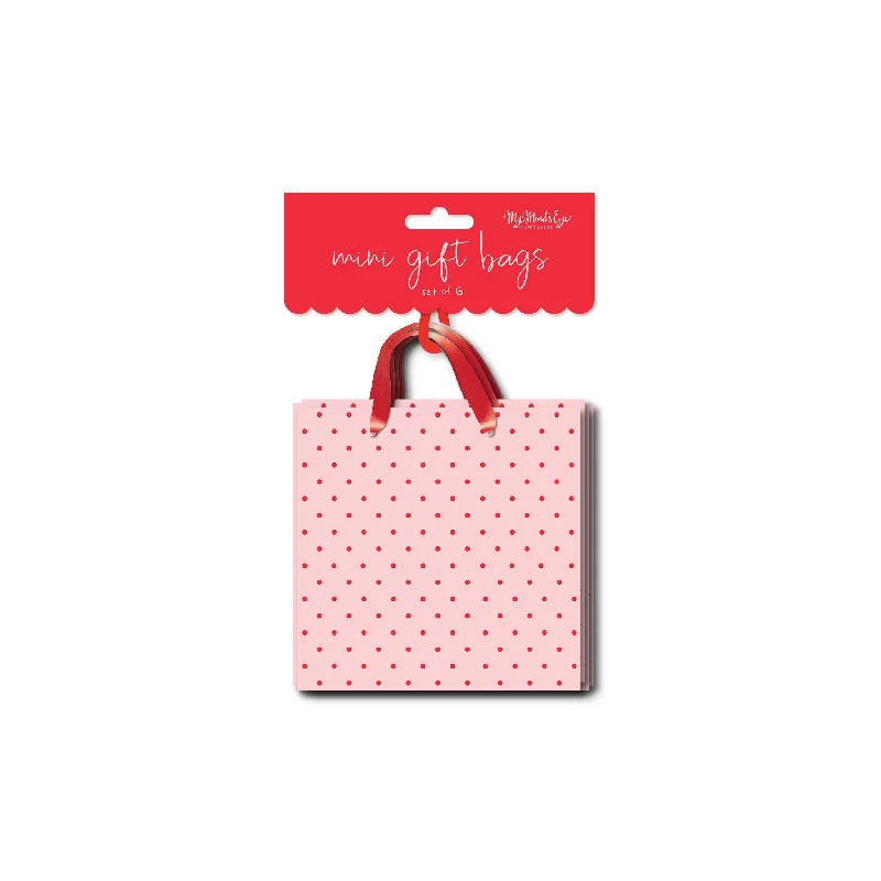 Miniature shopping and gift bags made of satin for small trinkets and jewelryPLGBS62 - Pink Red Polka Dots Mini Gift Bags Miniature shopping and gift bags made of satin for small trinkets and jewelryPLGBS62 - Pink Red Polka Dots Mini Gift Bags