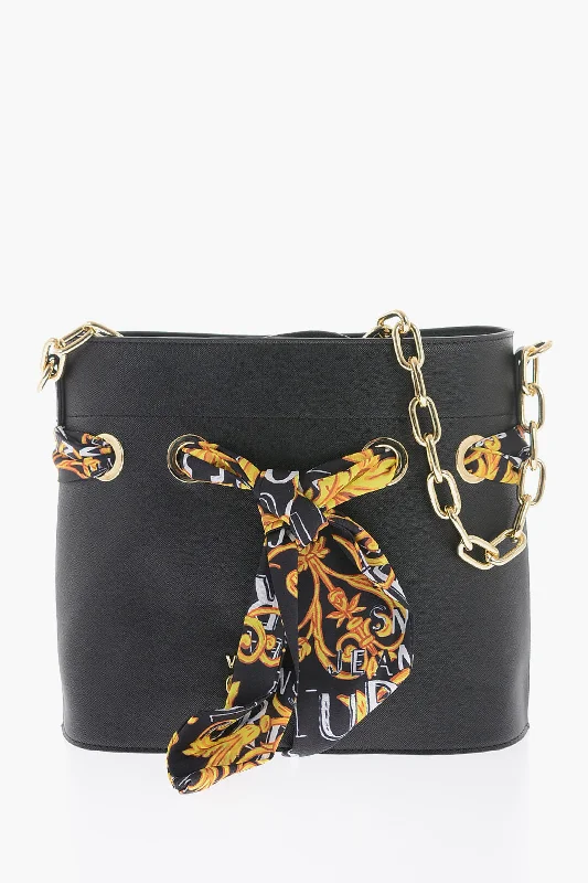Women's Bucket Bag with Magnetic Closure in Purple for Easy Access Versace Jeans Couture Faux Leather Bucket Bag With Foulard Embellish