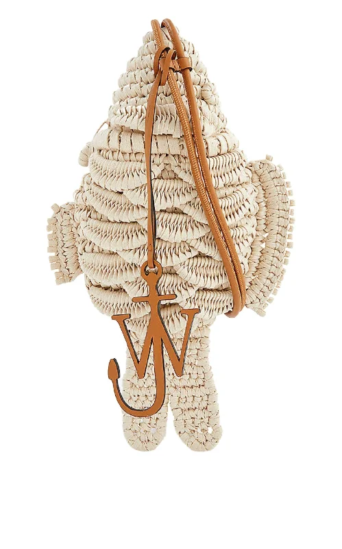 Canvas and Leather - Trimmed Bucket Bag in Beige for a Casual Weekend Getaway The Fish Crocheted Shoulder Bag Canvas and Leather - Trimmed Bucket Bag in Beige for a Casual Weekend Getaway The Fish Crocheted Shoulder Bag