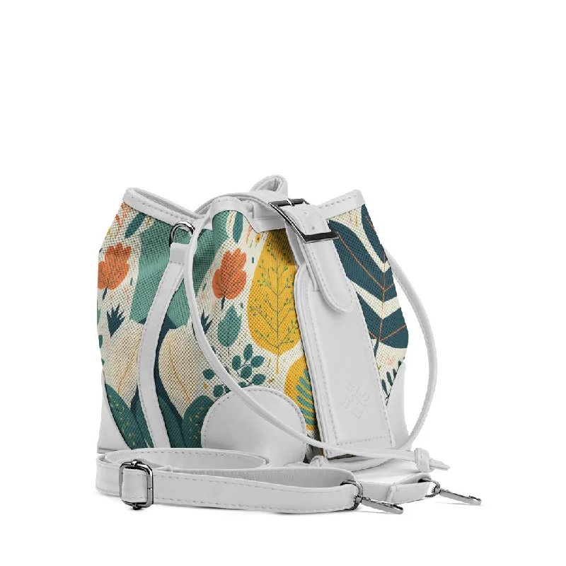 Women's Genuine Leather Bucket Bag in Chestnut Brown with Gold - Tone Hardware for a Sophisticated Look White Bucket Bags Leaves Women's Genuine Leather Bucket Bag in Chestnut Brown with Gold - Tone Hardware for a Sophisticated Look White Bucket Bags Leaves