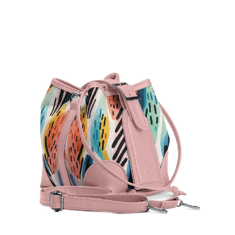 PVC Bucket Bag in Clear with Glitter Accents for a Fun and Edgy Style Rose Bucket Bags Drawen Leafs PVC Bucket Bag in Clear with Glitter Accents for a Fun and Edgy Style Rose Bucket Bags Drawen Leafs