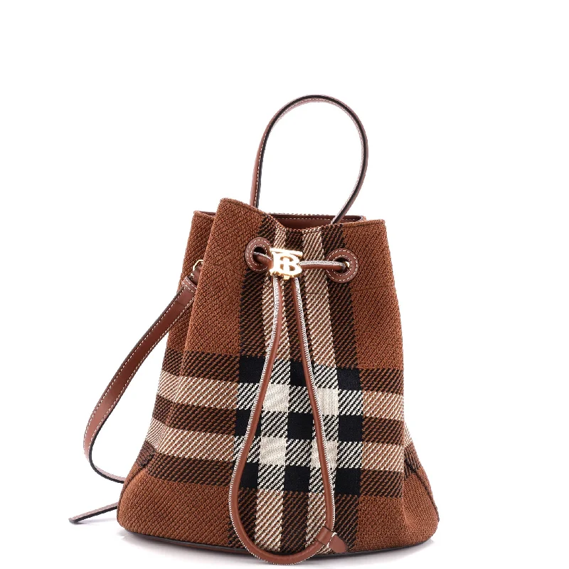 Women's Bucket Bag with Adjustable Shoulder Strap in Orange for Comfort on the Go TB Drawstring Bucket Bag Check Knitted Fabric Small Women's Bucket Bag with Adjustable Shoulder Strap in Orange for Comfort on the Go TB Drawstring Bucket Bag Check Knitted Fabric Small